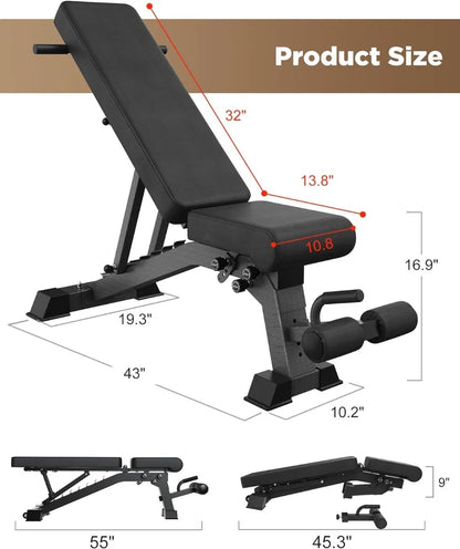 Adjustable Weight Bench 1000LB Capacity