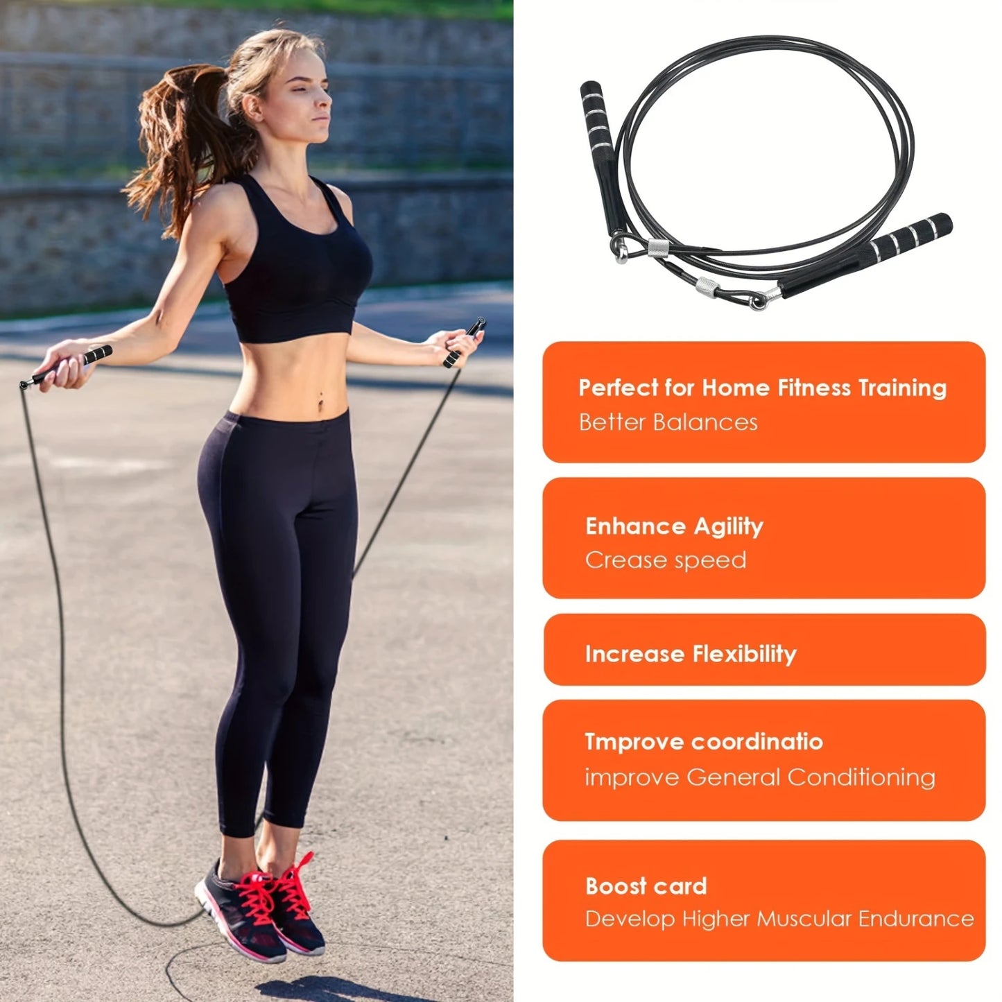 Adjustable Jump Rope With Smooth Ball Bearings