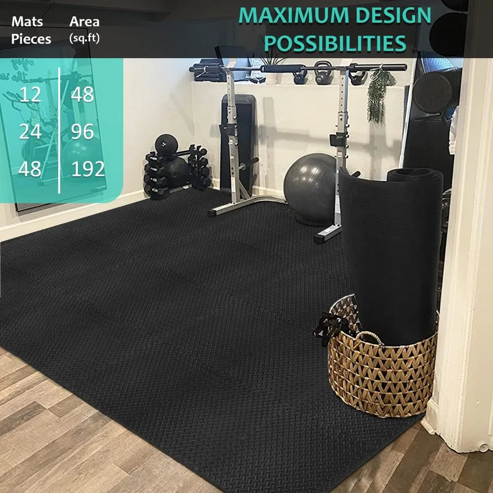 Gym/Exercise Mat with 12/24/48 Interlocking Tiles